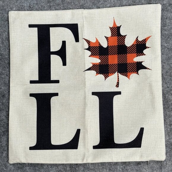 Fall Pillow Covers 18x18 (approx)- Set of 4 Farmhouse Buffalo Plaid Pumpkin Home - Picture 3 of 9
